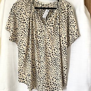 Beeson River Print Pleated Back Top in Leopard.